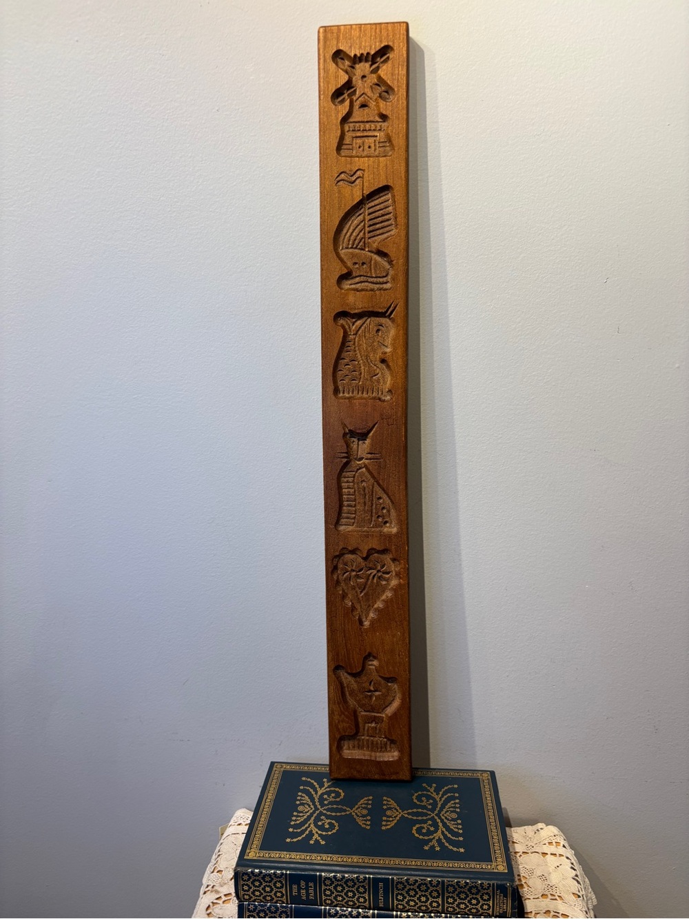 Vintage Dutch Cookie Mold Hand-Carved Wooden Wall Panel